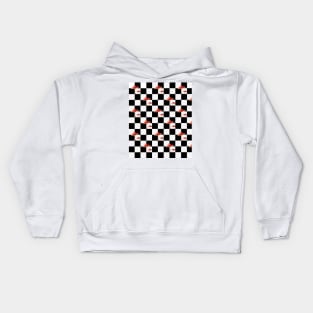 Black and white Mushroom checkerboard pattern Kids Hoodie